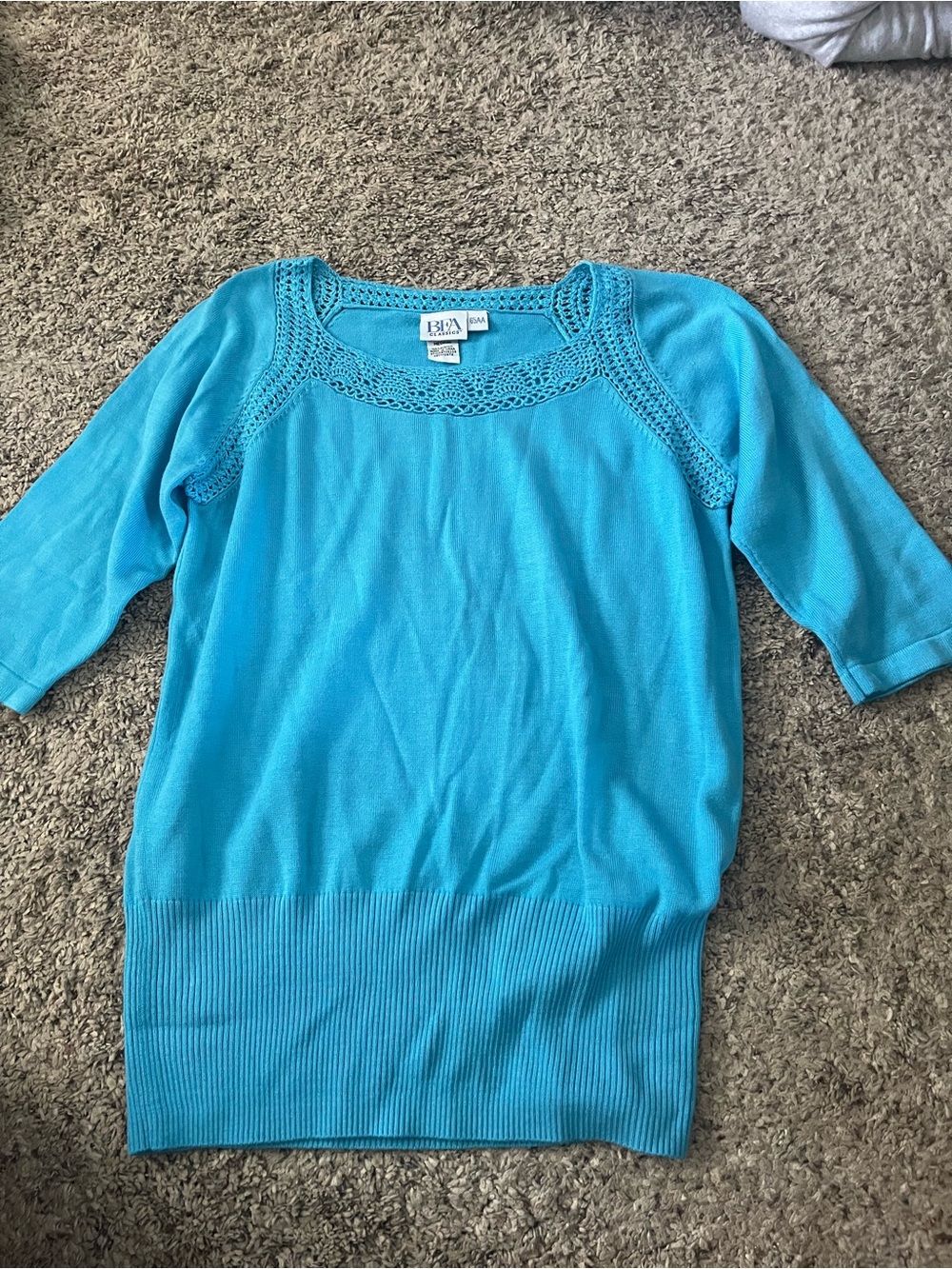 Bright Turquoise Crochet-Trim Scoop Neck Tunic by B.U.M. Equipment